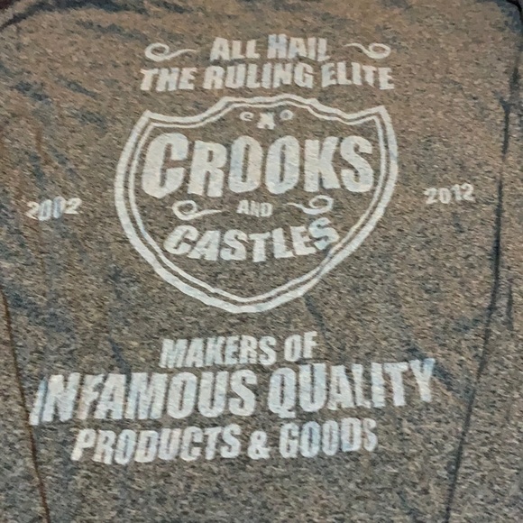 Crooks and Castles Grey Graphic Logo Men's Long Sleeve T-Shirt - SIZE MEDIUM - Picture 2 of 3